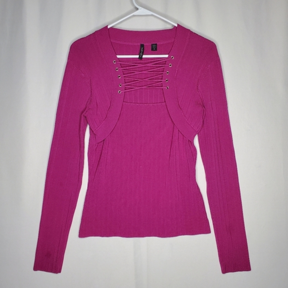 Venini Top Womens Small Vtg 00s Y2K Strap Criss Cross Ribbed Romantic Goth Sexy‎